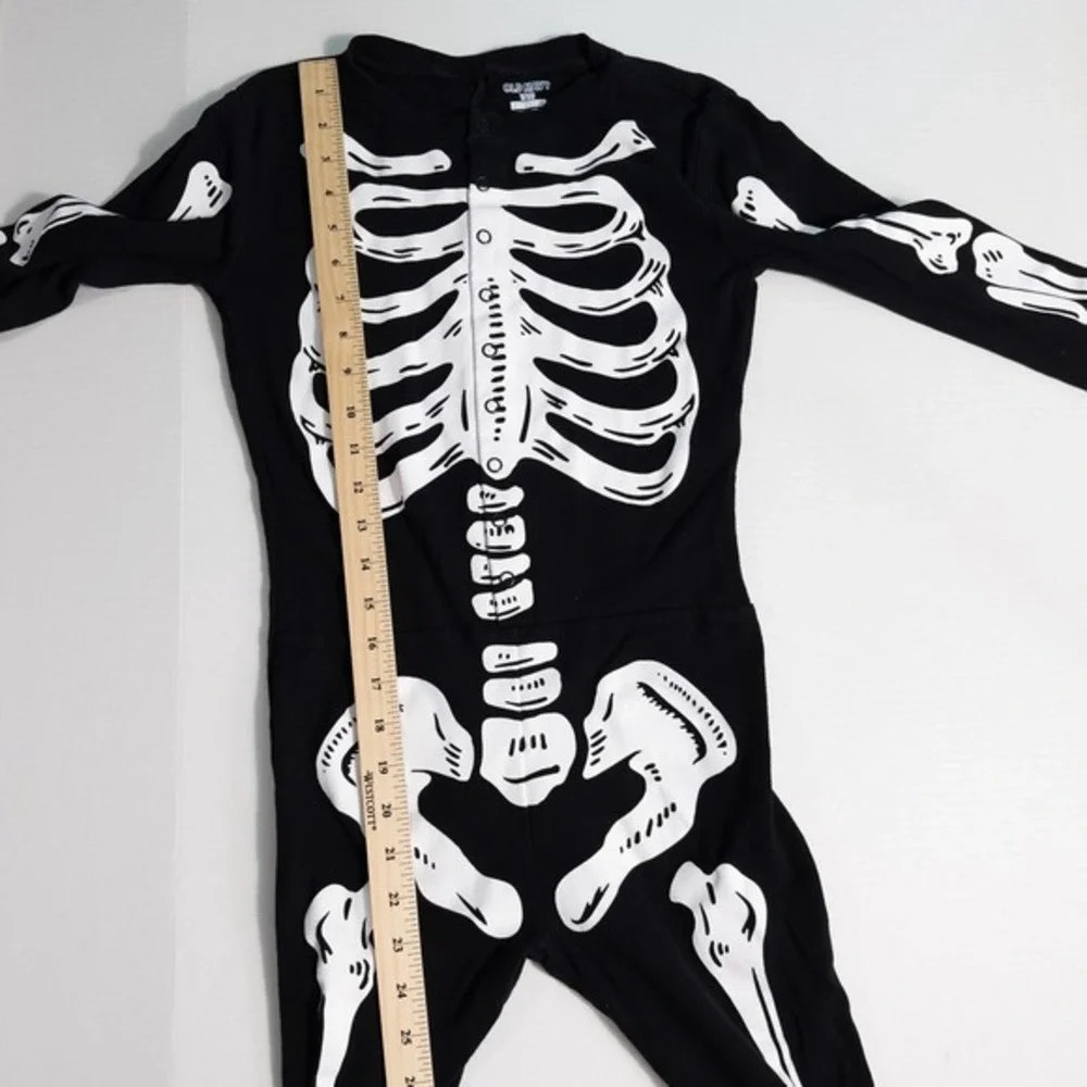 Old Navy Kids Unisex One Piece Skeleton Pajamas Halloween‎ Costume Size XL (12)
